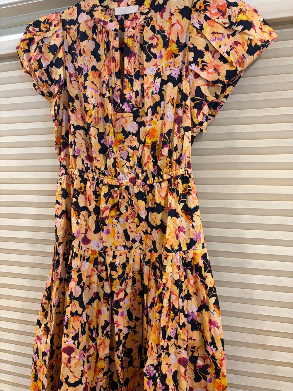 NWOT Ulla Johnson Floral Midi Dress with Orange & Pink Blooms, Size US 6 - Picture 5 of 9